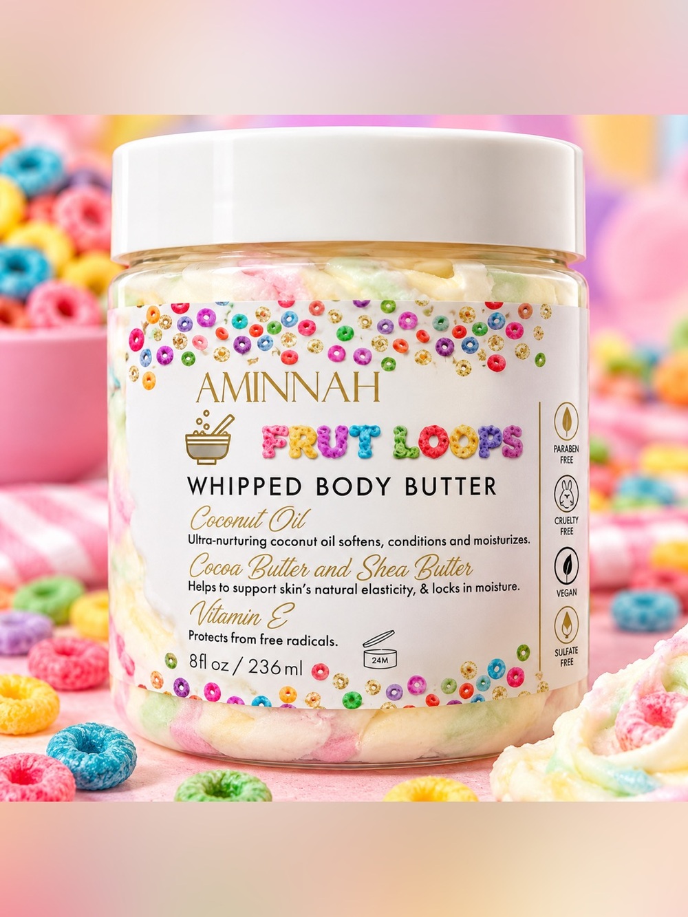 Aminnah Frut Loops Whipped Body Butter - Pastel Multi-Color